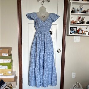 Express Light Blue Maxi Dress with Dots